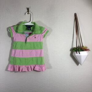 Ralph Lauren pink and green striped polo dress